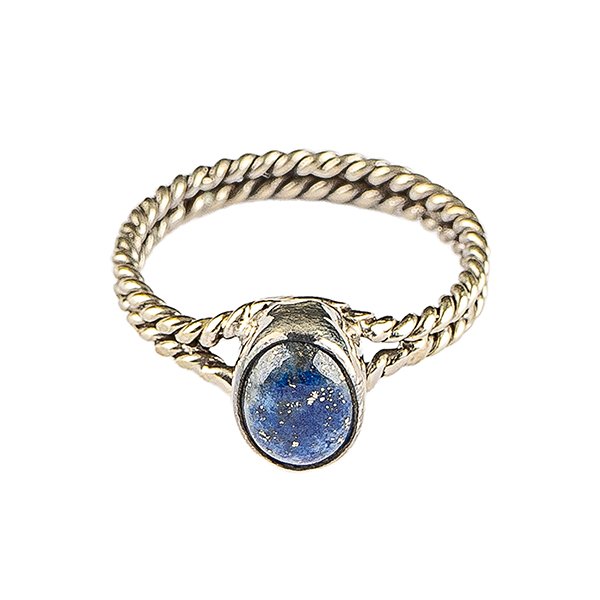 Ring Lapislazuli, twisted, Silber