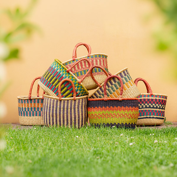 Bolga Korb oval 44-48cm (Stück) versch.Designs, Steppengras / CONTIGO Fairtrade Onlineshop