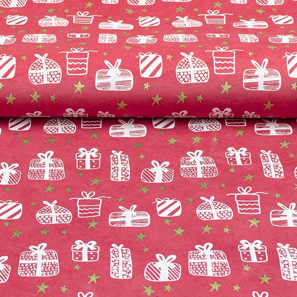 LOKTA Papierbogen, handgeschöpft, GIFT rot-weiß-gold