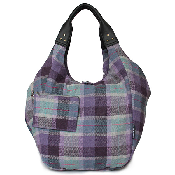 Tasche HOBOBAG LYON, violet-beere-grau Flanell, Wollmix