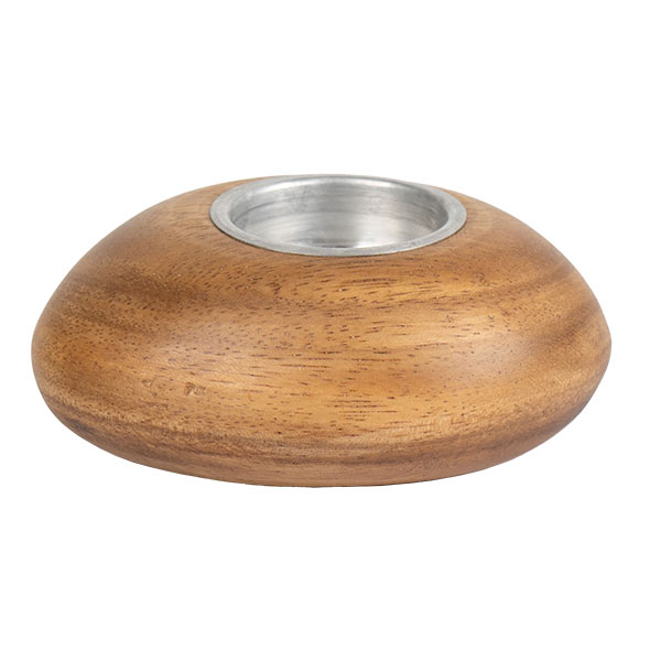 Teelichthalter Fels 9cm natur, Acaciaholz