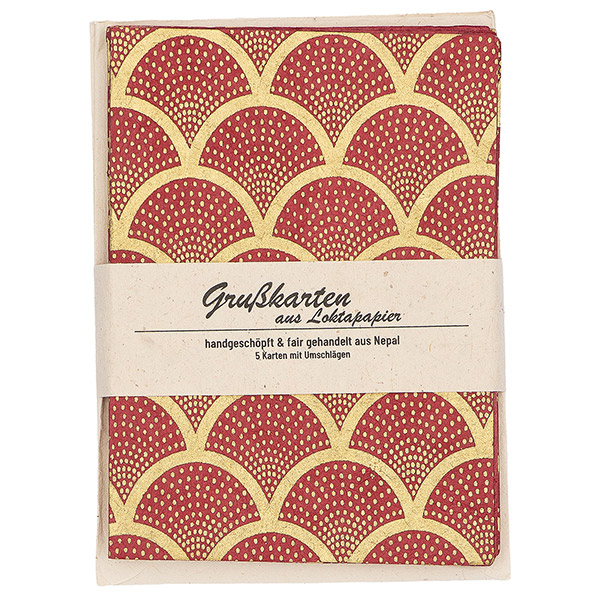5 Karten mit Umschlag JAKOBSMUSCHEL beere, Loktapapier / CONTIGO Fairtrade Onlineshop