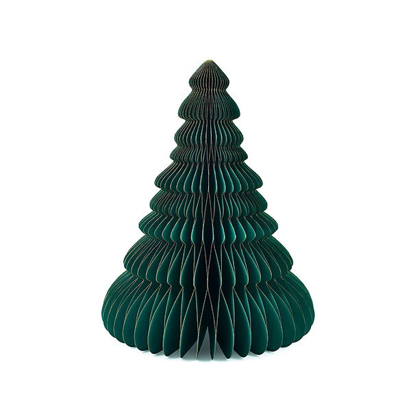 Weihnachtsbaum ORIGAMI 24 cm dunkelgrün, Goldrand, Papier