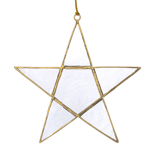 Anhänger Stern weiß-gold, Capiz / CONTIGO Fairtrade Onlineshop
