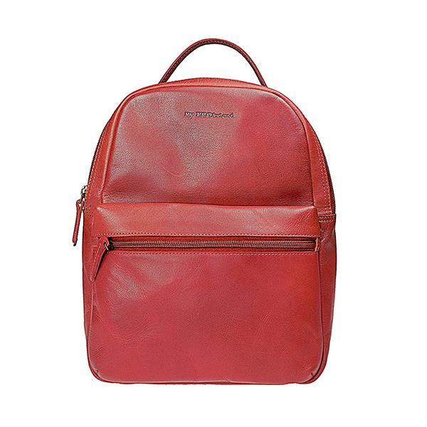 Rucksack Midi SPORTY rot, Ziegenleder