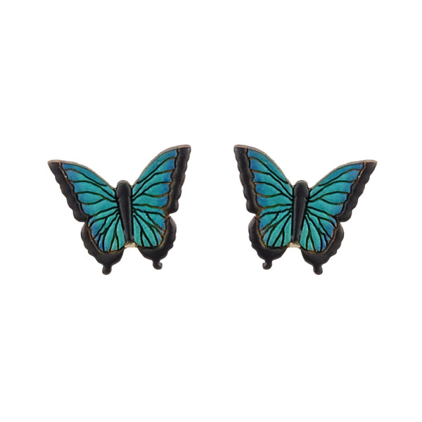 Ohrstecker SCHMETTERLING blau, Flaschenkürbis