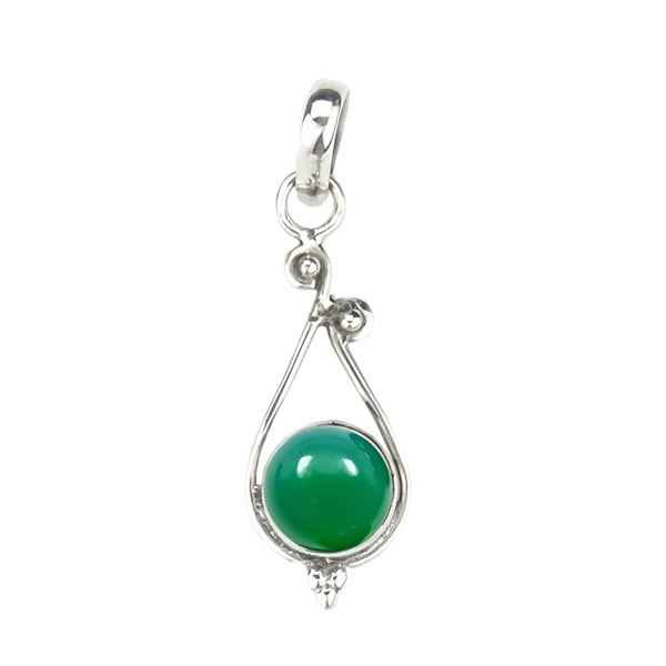 Anhänger Ranke mit Onyx, grün, Silber