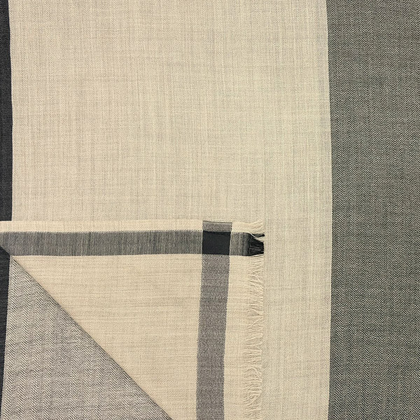 Webschal TARTAN, kariert, beige-grau, 180x70m, Wolle-Seide / CONTIGO Fairtrade Onlineshop