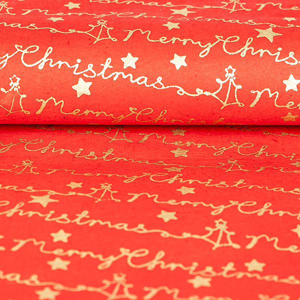 LOKTA Papierbogen, handgemacht, MERRY CHRISTMAS, rot-gold / CONTIGO Fairtrade Onlineshop