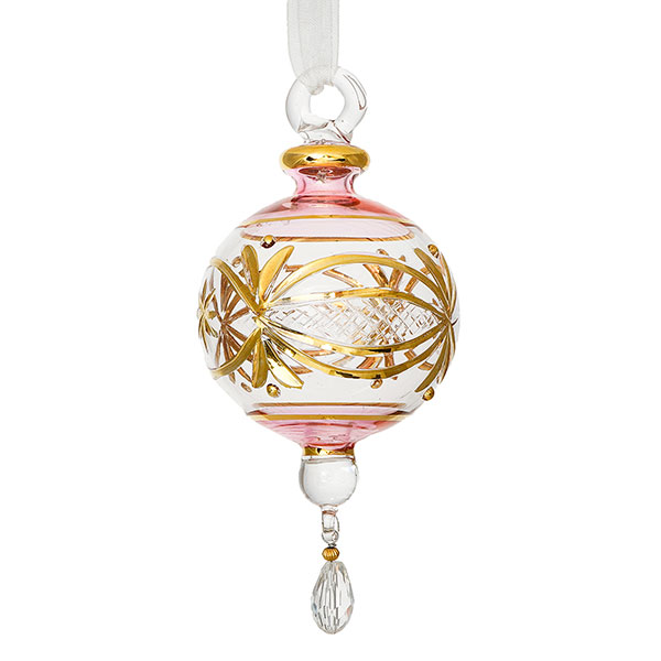 Glaskugel AMINA 6cm mit Kristall, rosé-gold