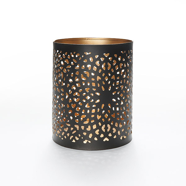 Windlicht 10x13cm, DREAM CATCHER, schwarz-gold, Eisenblech