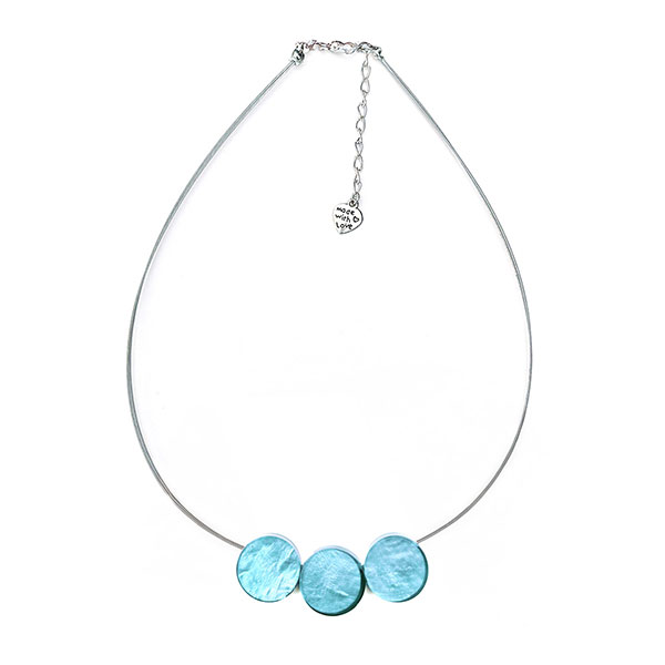 Halskette TRIO DISC himmelblau, Capiz