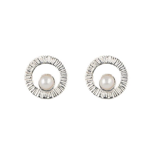 Ohrstecker SONNE MIT PERLE, Silber