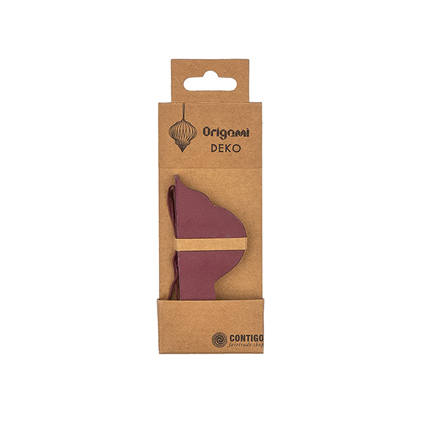 Papierdeko Origami DROP, 9 cm, beere, Goldrand