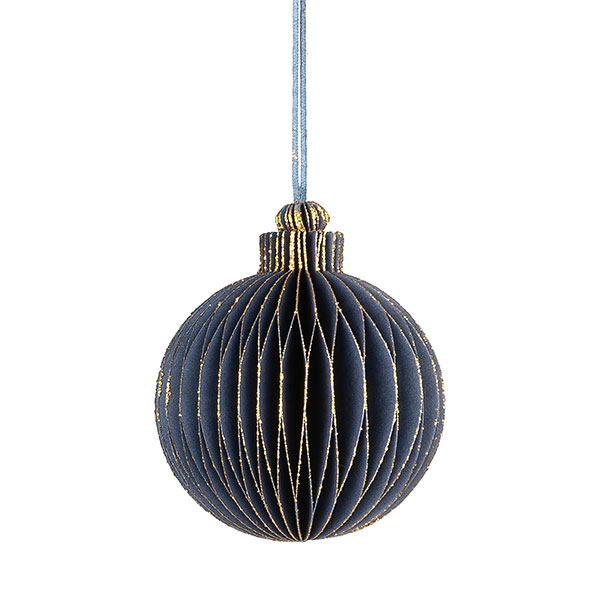Papierdeko Origami 7,5cm GLOBE dunkelblau, Goldrand / CONTIGO Fairtrade Onlineshop