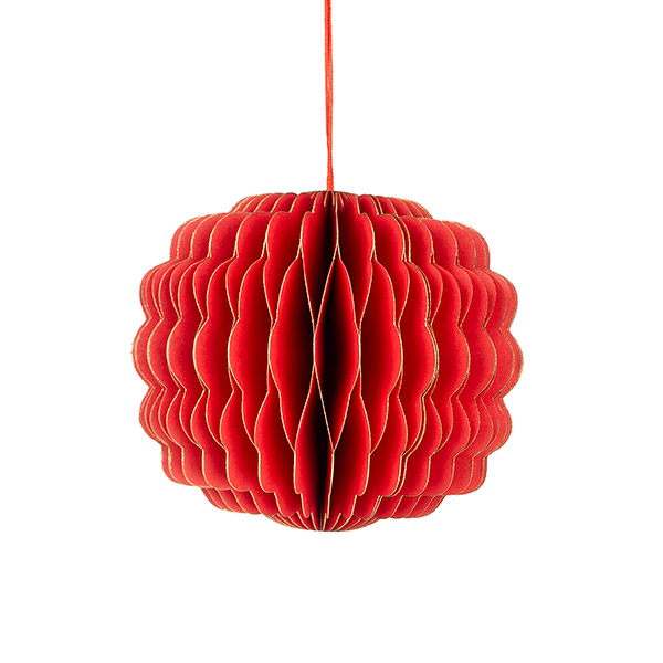 Papierdeko Origami 10 cm SPHERE rot, Goldrand