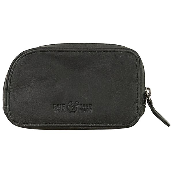 Schlüsseletui Vintage- OVAL schwarz, Rindsleder