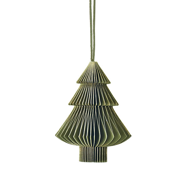 Papierdeko Origami Weihnachtsbaum, 7,5cm, piniengrün, Gold / CONTIGO Fairtrade Onlineshop