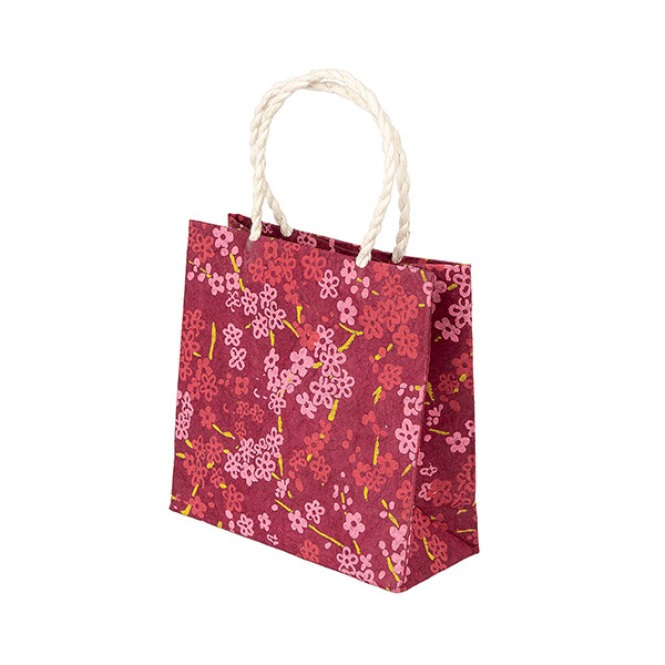 Geschenktüte XS BLÜMCHEN, purpur-rosa-fuchsia-limette / CONTIGO Fairtrade Onlineshop