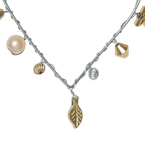 Perlendekoration HERZ 5cm, champagner-silber / CONTIGO Fairtrade Onlineshop