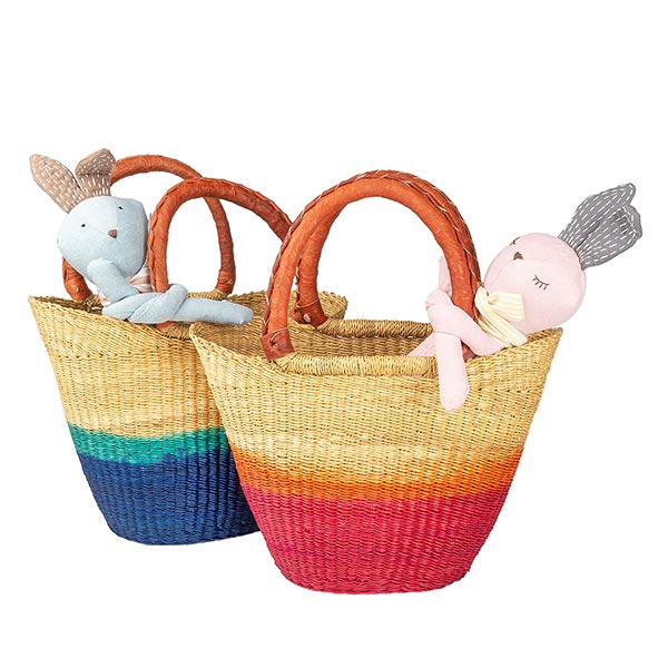 Bolga Korb KLEIN  U-Form 30cm DIPPY pink, Steppengras / CONTIGO Fairtrade Onlineshop