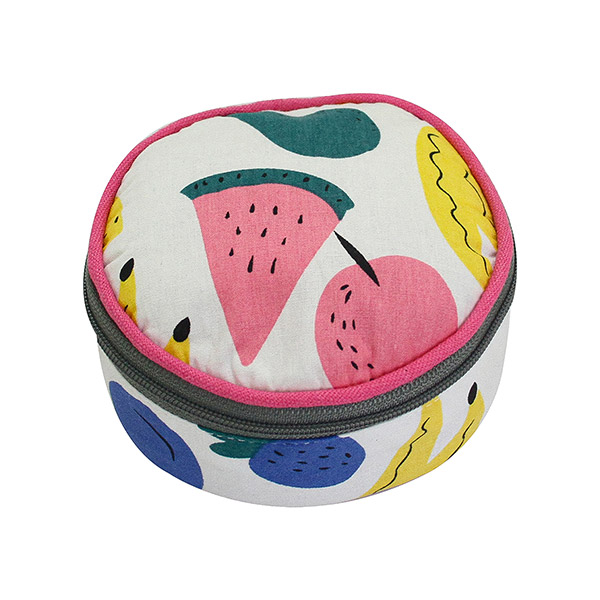 Schmucketui rund FRUITS, bunt-pink, Baumwolle / CONTIGO Fairtrade Onlineshop