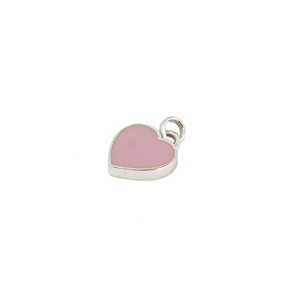Anhänger, Herz, rosa, Mix&Match, Emaille, versilbert / CONTIGO Fairtrade Onlineshop