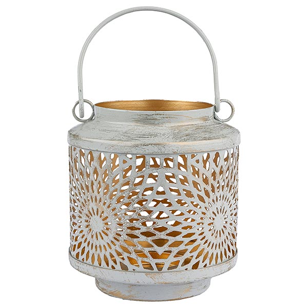 Laterne 10x11,5 cm SUNDOWN grau-gold, Eisenblech
