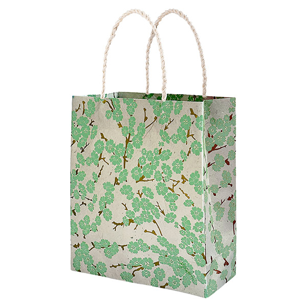 Geschenktüte M CHERRY TREE, natur-mint-gold, Loktapapier handgeschöpft