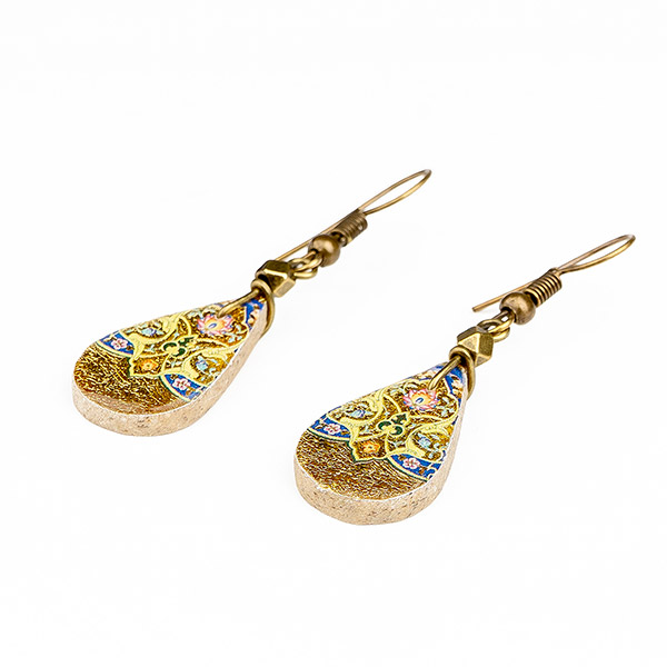Ohrringe Drop Romance bunt-gold, Fliese