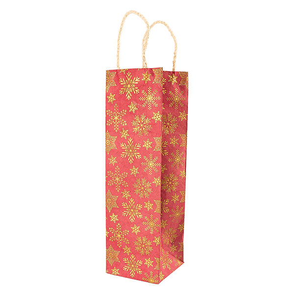 Geschenktüte Flasche FLOCKENTANZ rot, Loktapapier