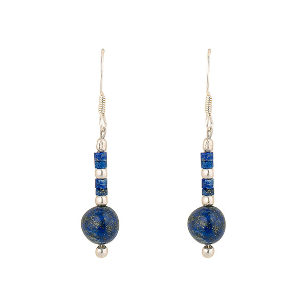 Ohrringe KUGELPERLE Lapislazuli und Silberperlchen / CONTIGO Fairtrade Onlineshop
