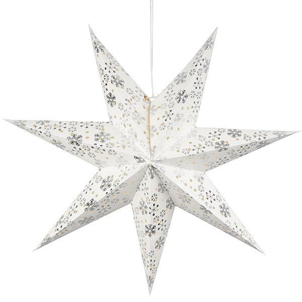 Sterndeko SILVER SNOWFLAKE, 45cm, weiß-silber, Papier, aufklappbar