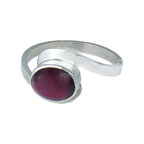 Ring Welle Granat, Silber