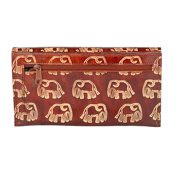Brieftasche lang ELEFANT toffee-braun, Ziegenleder / CONTIGO Fairtrade Onlineshop