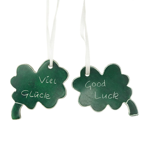 Anhänger KLEEBLATT 5cm graviert, Speckstein / CONTIGO Fairtrade Onlineshop