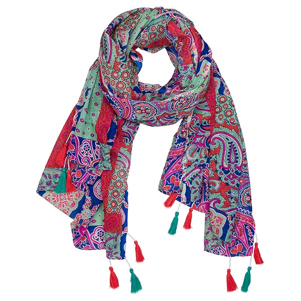 Schal PAISLEY PATCH TURQUOISE 180x100cm, Bio-Baumwolle