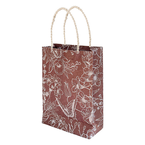 Geschenktüte S BUTTERFLY FLOWER, litschi-weiß, Loktapapier handgeschöpft