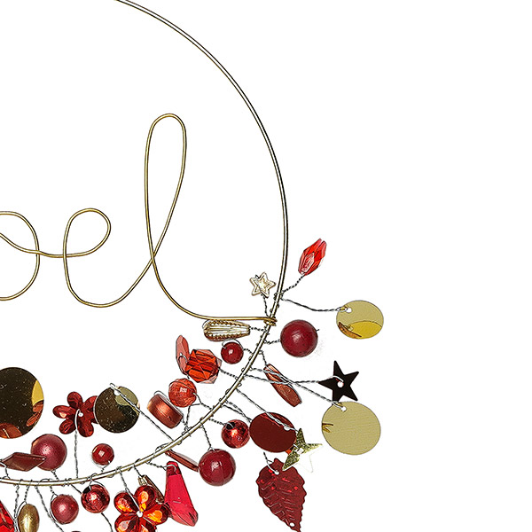 Perlendekoration KRANZ "noel" 13cm, rot-gold / CONTIGO Fairtrade Onlineshop