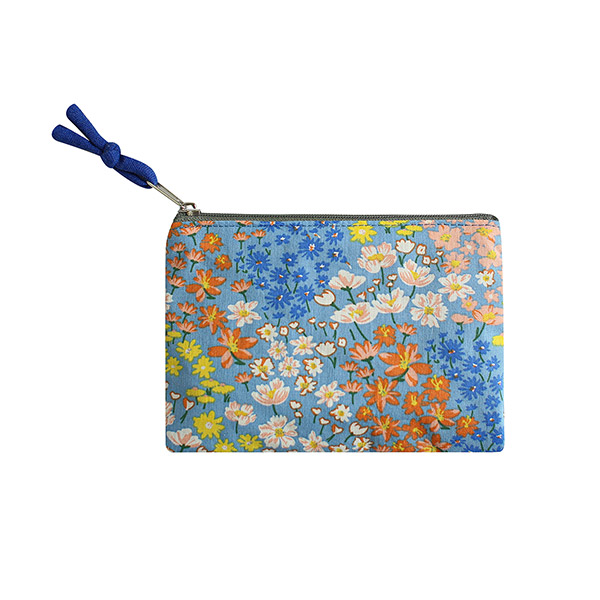 Reißverschlußtäschchen CORNFLOWER, gelb-blau, 15x10 cm, Baumwolle / CONTIGO Fairtrade Onlineshop