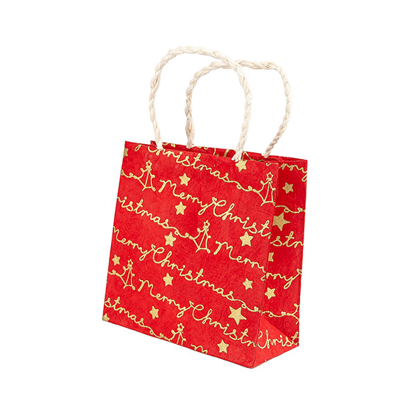 Geschenktüte XS MERRY CHRISTMAS, rot-gold, Loktapapier / CONTIGO Fairtrade Onlineshop