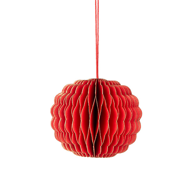 Papierdeko Origami 8cm SPHERE rot, Goldrand