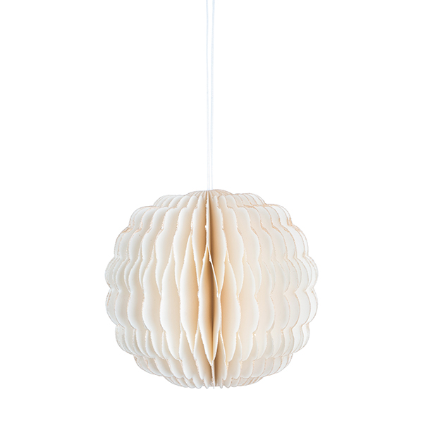 Papierdeko Origami 8cm SPHERE weiß, Goldrand / CONTIGO Fairtrade Onlineshop