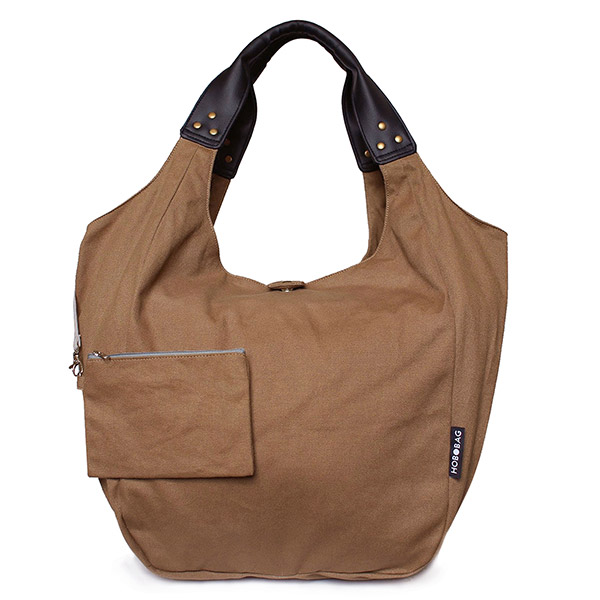 Tasche HOBOBAG, UNI mokka-braun, Baumwollcanvas / CONTIGO Fairtrade Onlineshop