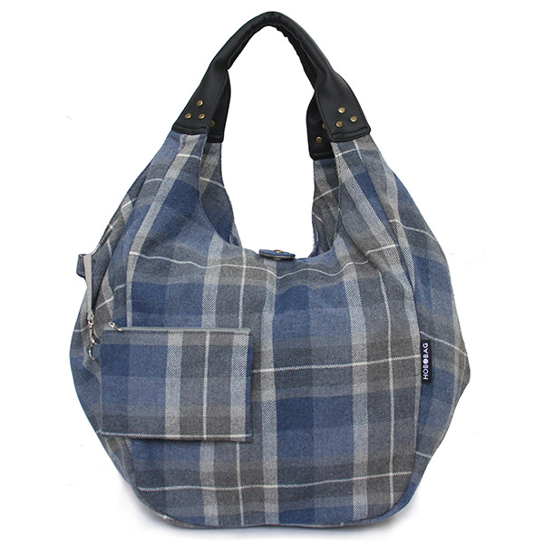 Tasche HOBOBAG PARK, blau-grau Flanell, Wollmix