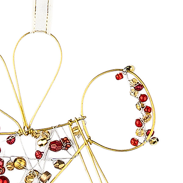 Perlendekoration Fee 13cm mit Herz, rot-gold