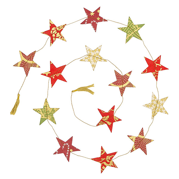 Girlande XMAS STARS bunt, 180cm, Loktapapier / CONTIGO Fairtrade Onlineshop