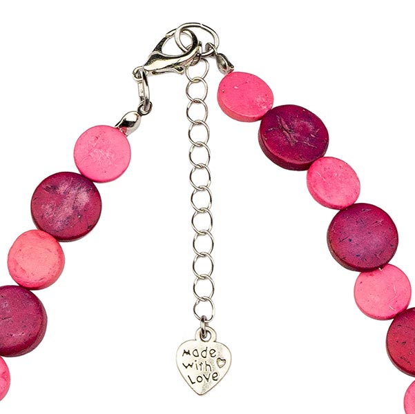 Halskette Puntos einreihig rosa-pink, Kokosnuss / CONTIGO Fairtrade Onlineshop