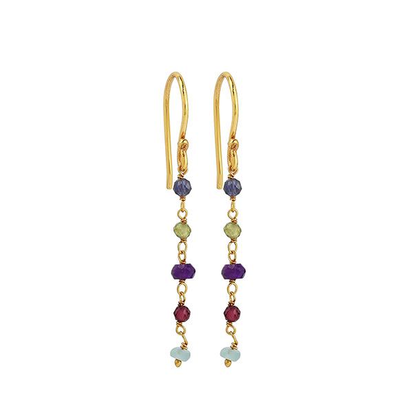 Ohrhänger Steinchen multicolor, 22 K vergoldet / CONTIGO Fairtrade Onlineshop