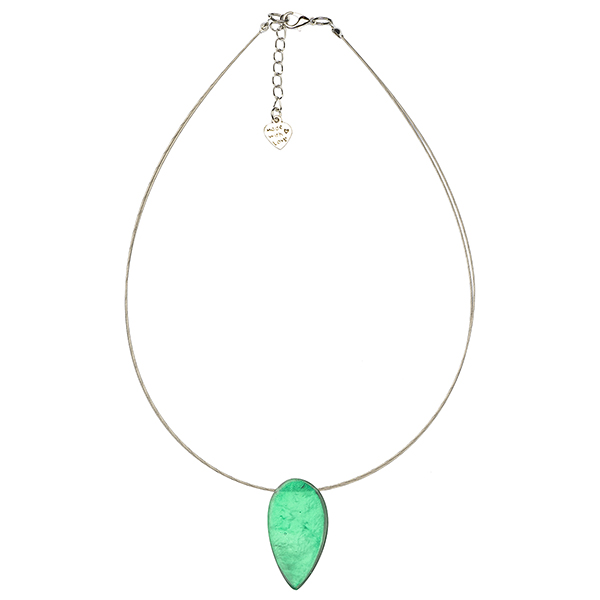 Halskette Oval Tropfen, grün, Capiz